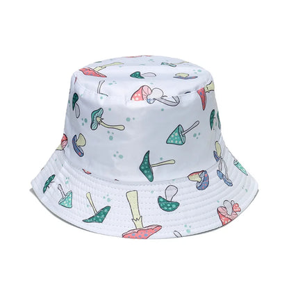 New Unisex Mushroom Print Foldable Cotton Bucket Hat