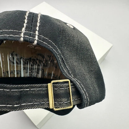 Korean Vintage Washed Embroidered Letter Baseball Cap