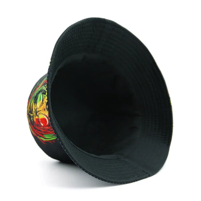 Rasta Lion Printed Double Sided Cartoon Bucket Hat