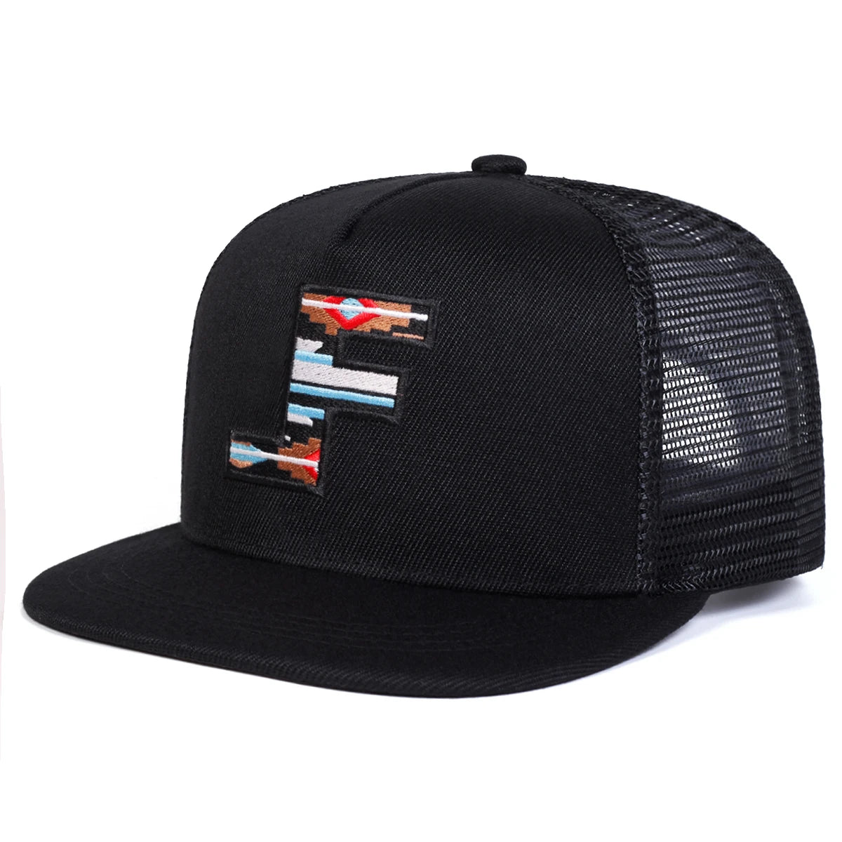 Unisex F Letter Embroidery Hip-hop Net Hats