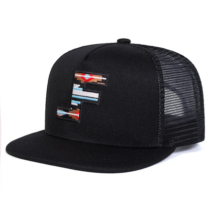 Unisex F Letter Embroidery Hip-hop Net Hats