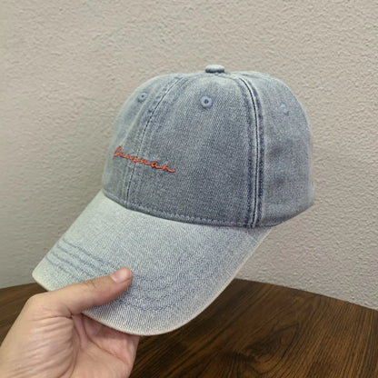 Denim Letter Embroidered Baseball Cap