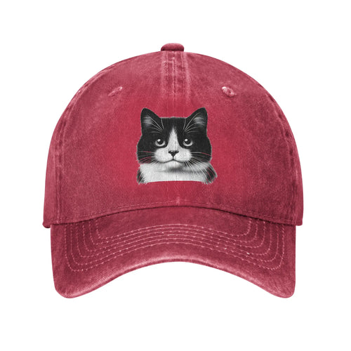 Black White Cat Washed Y2K Trucker Baseball Cap