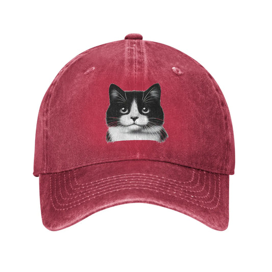 Black White Cat Washed Y2K Trucker Baseball Cap