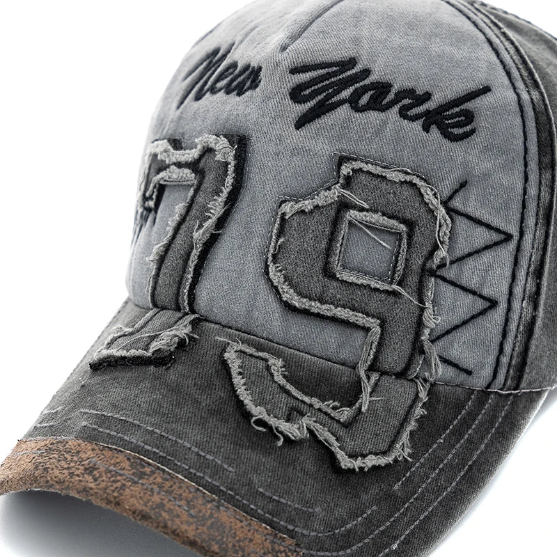 Letter Embroidered Washed Cotton Adjustable Baseball Hat