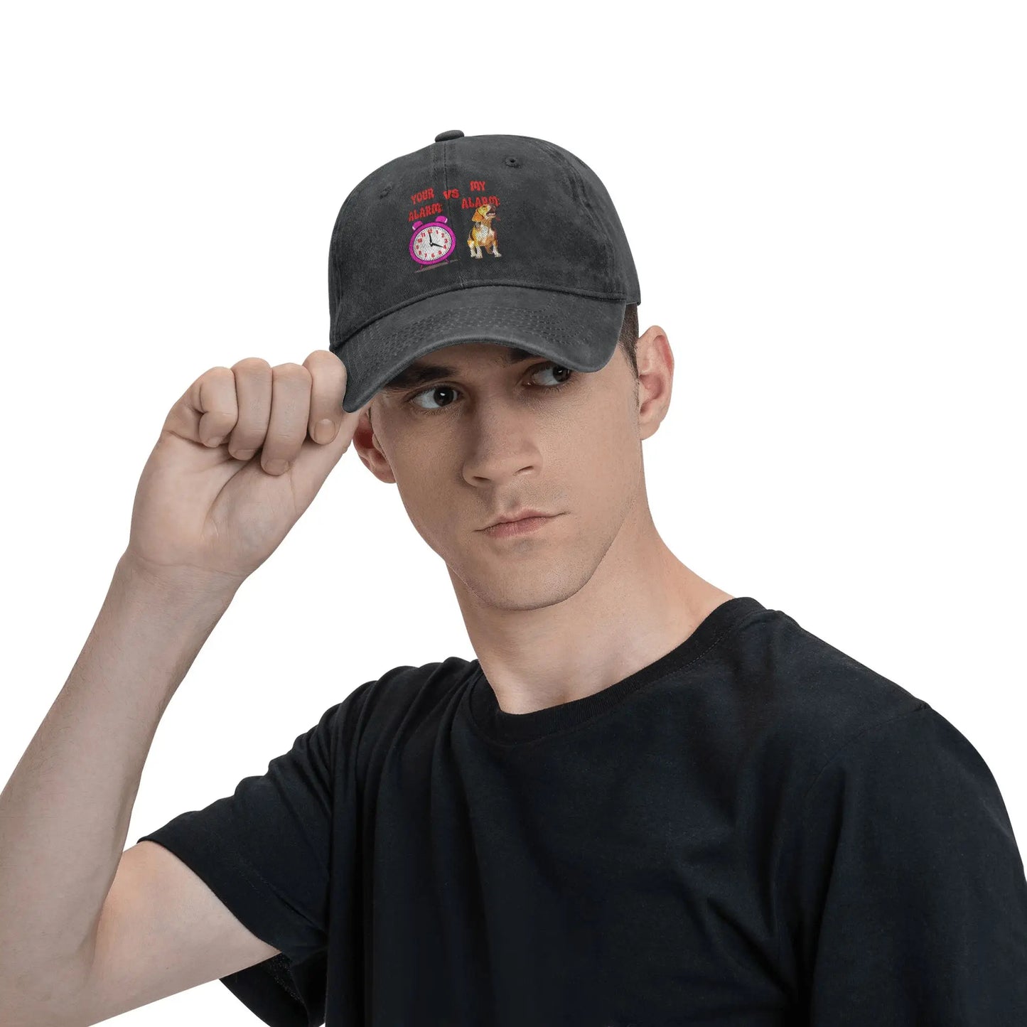 Your Alarm Vs My Alarm Beagle Distressed Denim Baseball Cap
