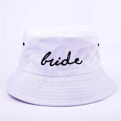 Squad Bride Embroidered Flat Top Foldable Bucket Hat