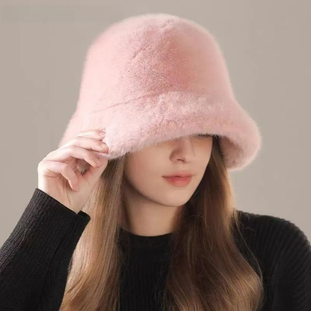 Windproof Fluffy Fur Winter Bucket Hat
