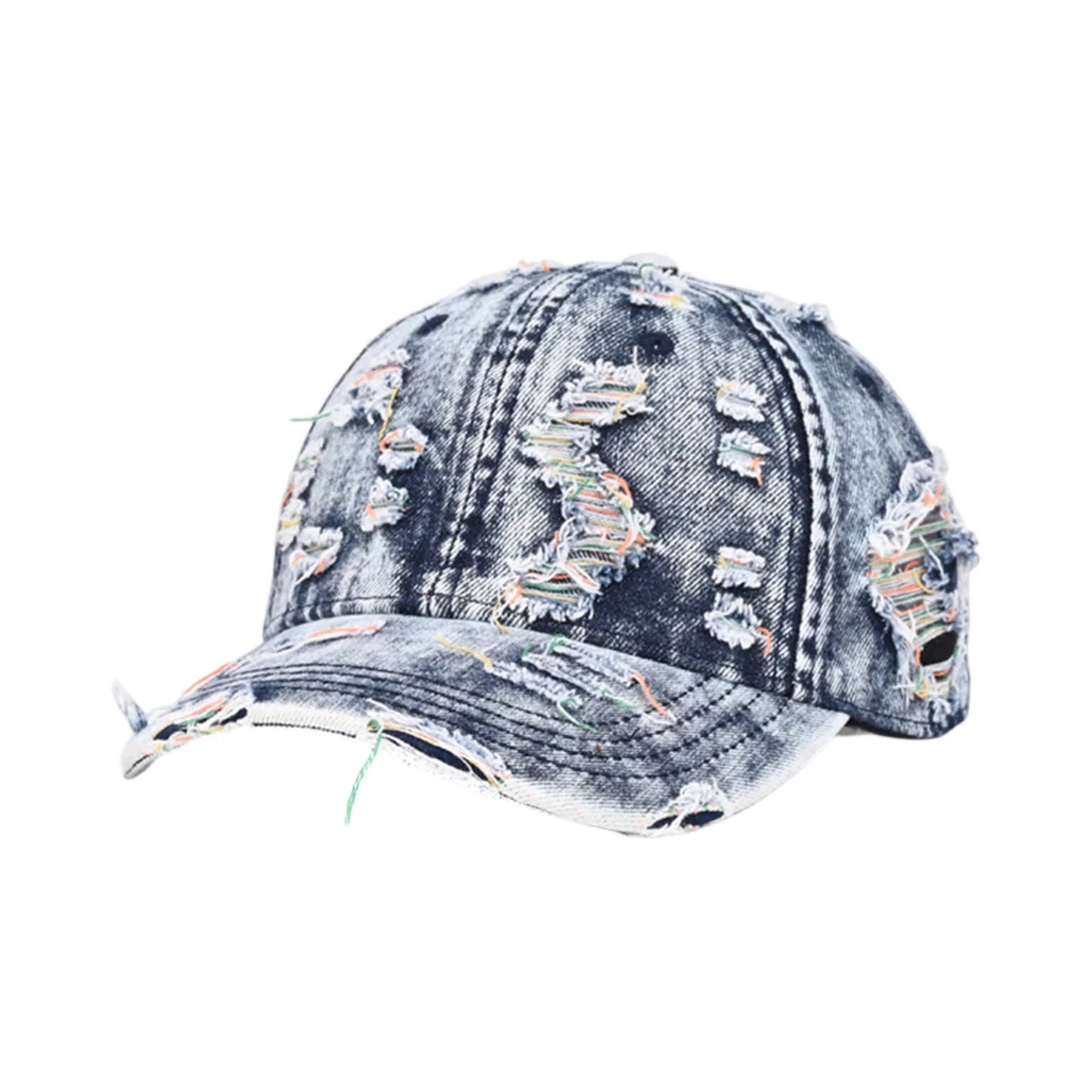 Retro Frayed Denim Adjustable Distressed Baseball Cap