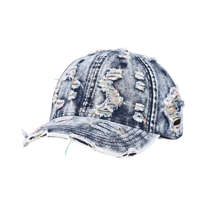 Retro Frayed Denim Adjustable Distressed Baseball Cap