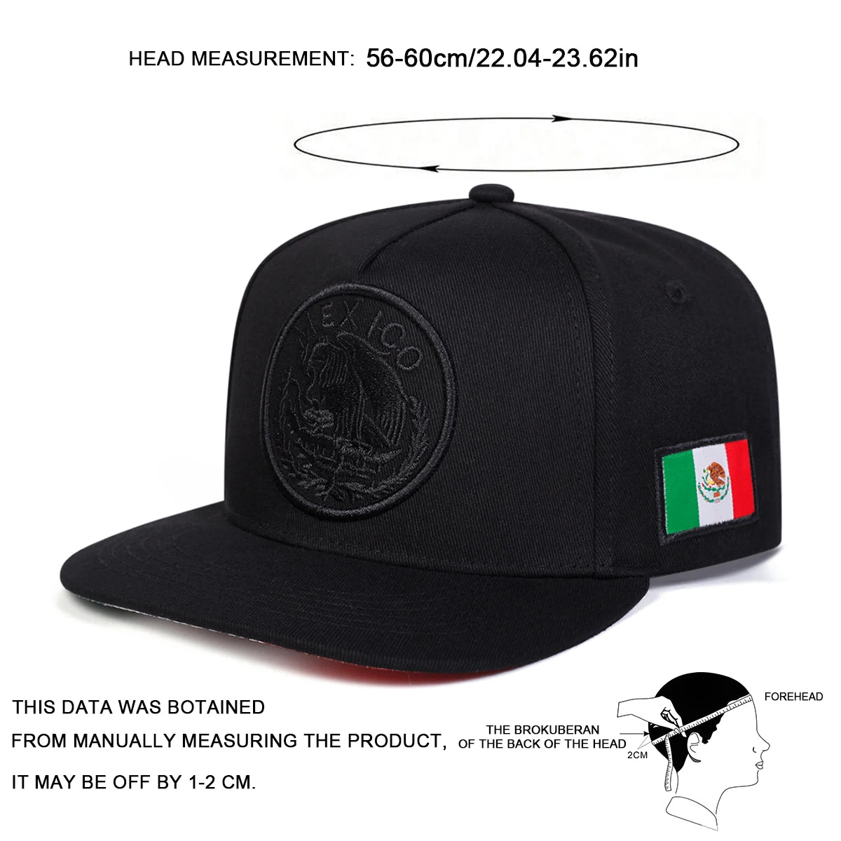 Mexico Eagle Embroidery Adjustable Outdoor Snapback Cap