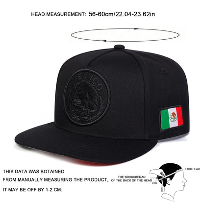 Mexico Eagle Embroidery Adjustable Outdoor Snapback Cap