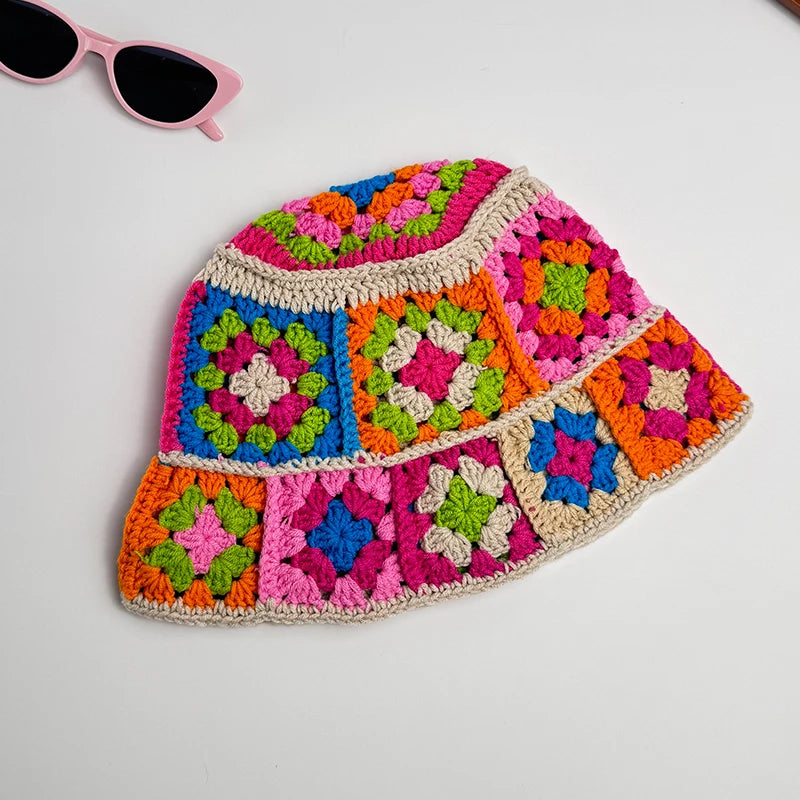 Handmade Flower Knit Winter Bucket Hat