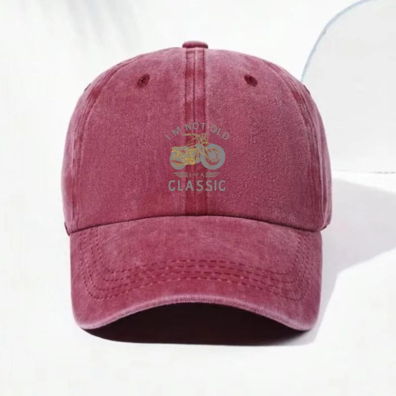 Vintage Washed Motorcycle Pattern Road Trip Baseball Cap