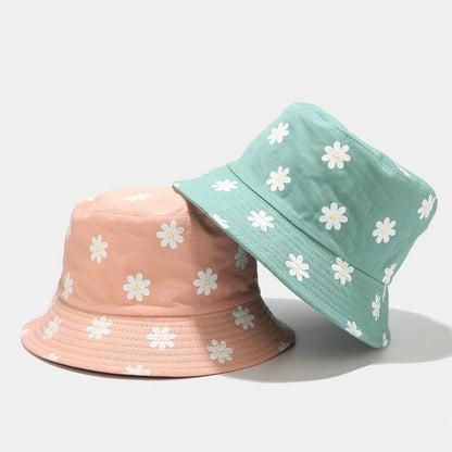 Korean Flower Printed Double Sided Bucket Hat