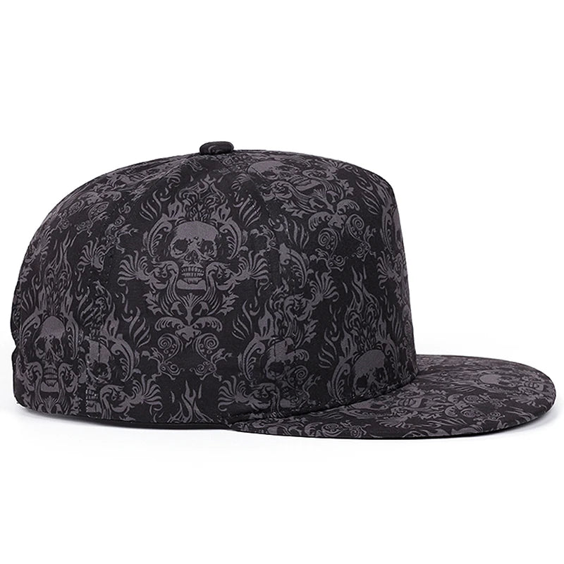 Full Skull Print Street Snapback Cap