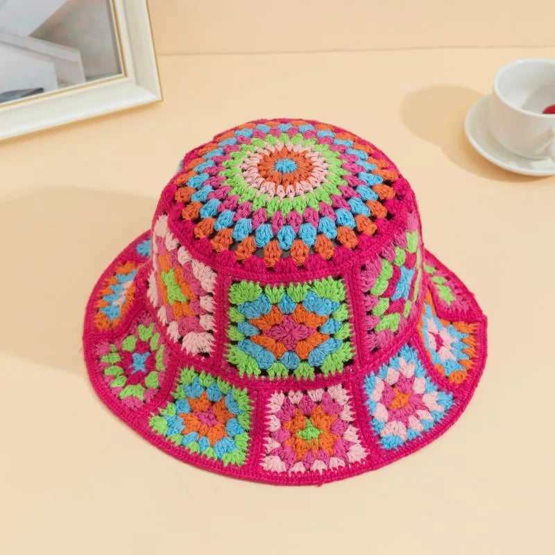Japanese Color Matching Sweet Crochet Bucket Hat