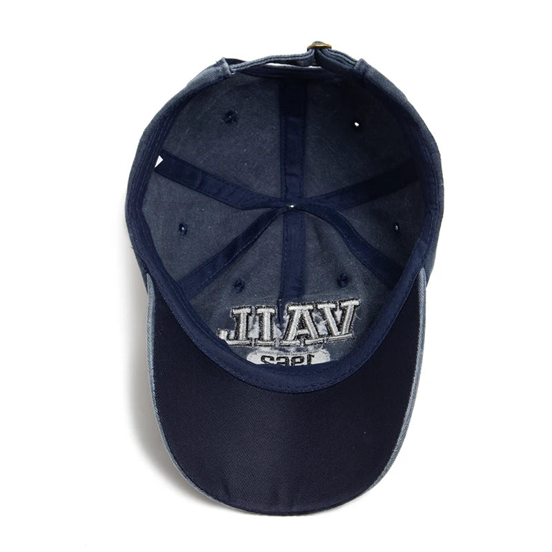 VAIL Letter Embroidered Cotton Soft Top Baseball Cap