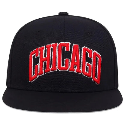 Chicago Letter Embroidered Cotton Snapback Cap