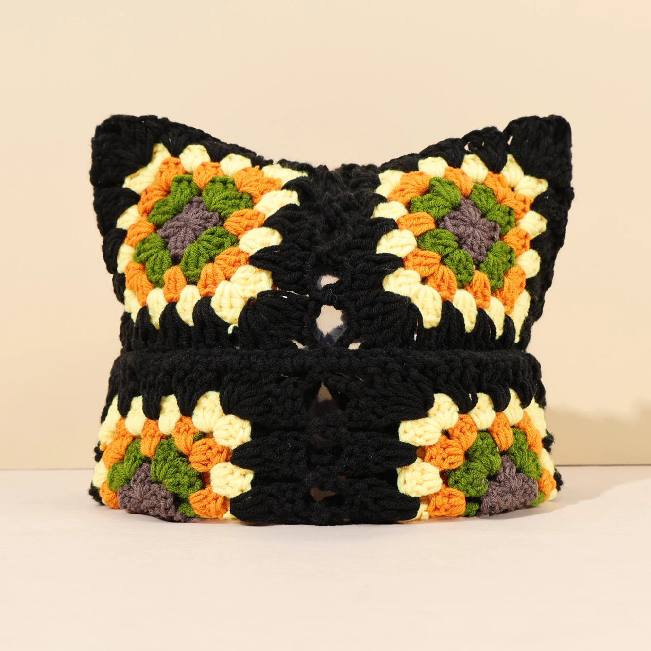 Cute Cat Ear Crochet Bucket Hat