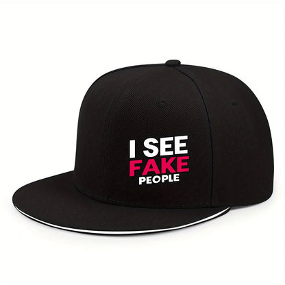 ISEE FAKE PEOPLE Printed Flat Brim Hip Hop Baseball Hat