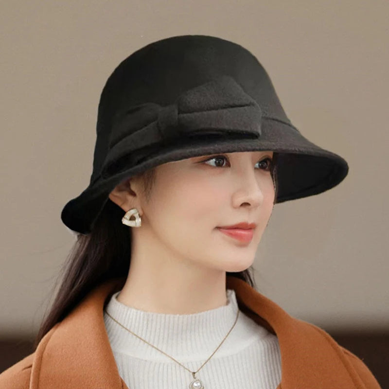 French Bow Warm Winter Bucket Hat