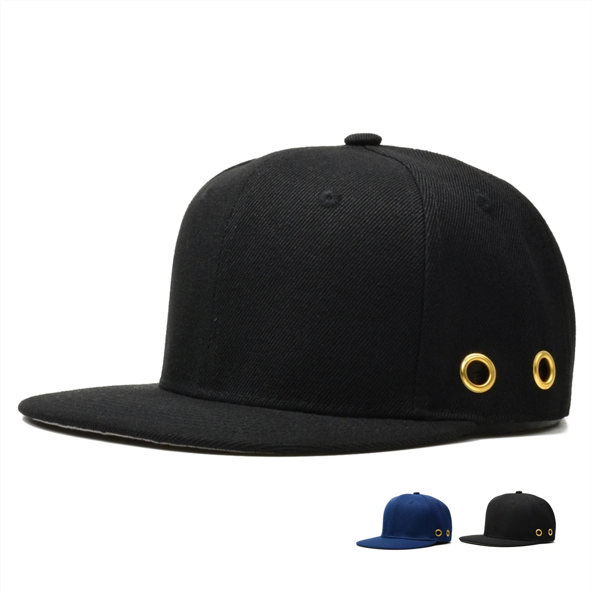 Solid Black Adjustable Hip Hop Snapback Cap