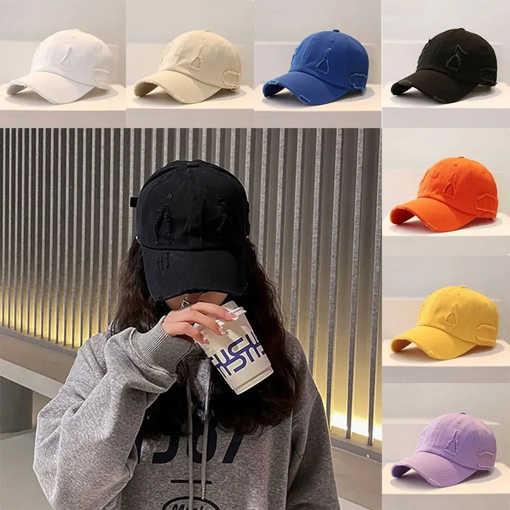 Trendy Worn Hole Letter Streetwear Baseball Cap