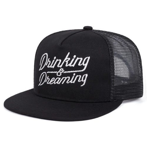Drinking Dreaming Embroidered Classic Flat Brim Cap