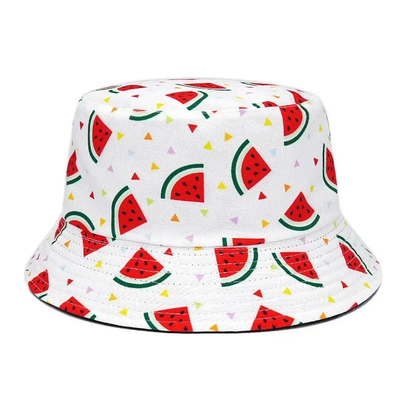 Vintage Watermelon Print Reversible Bucket Hat Unisex