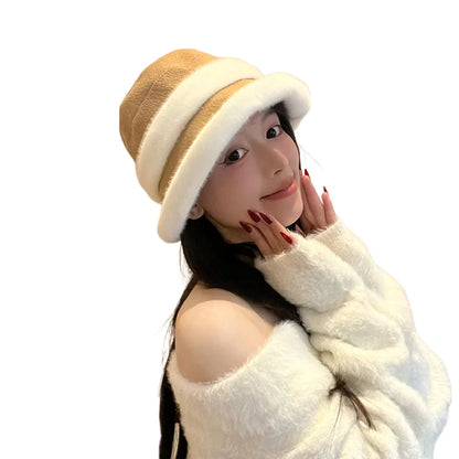 Women Plush Winter Ear Protection Bucket Hat