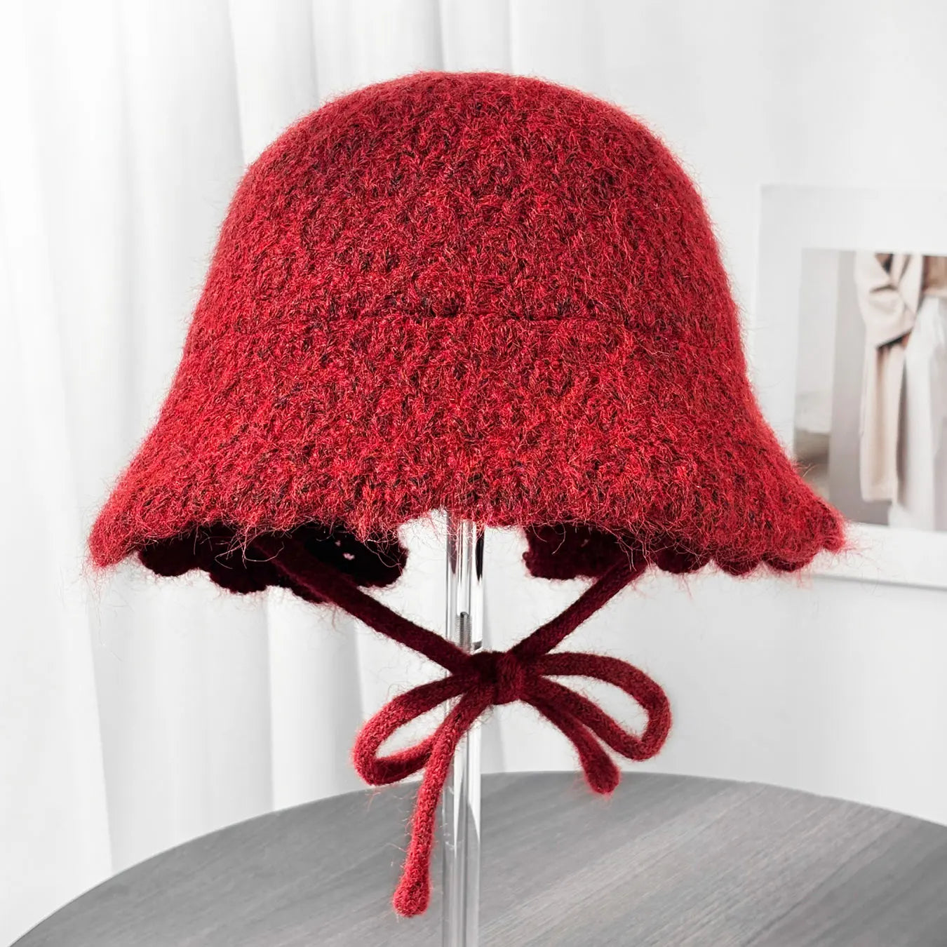 Solid Color Cable Knit Wool Winter Bucket Hat