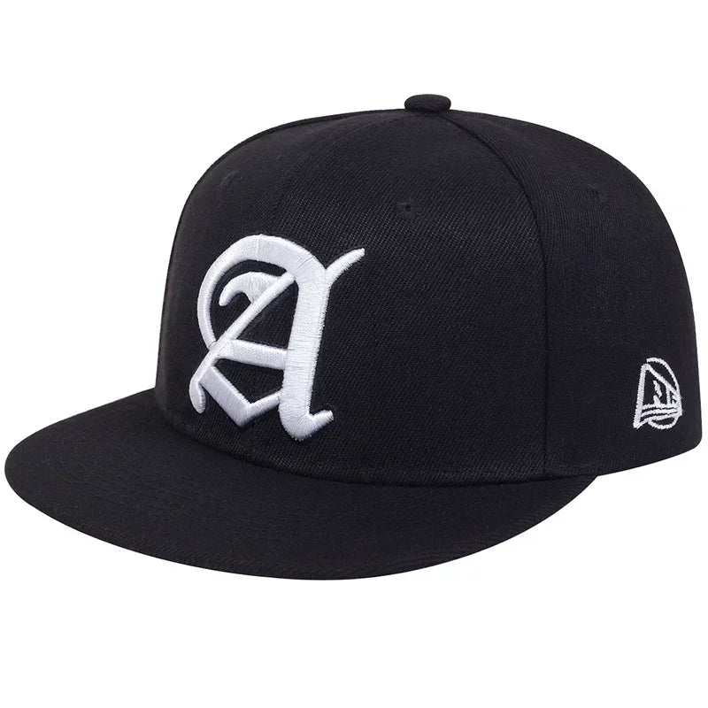 Unisex A Letter Embroidery Hip Hop Snapback Cap