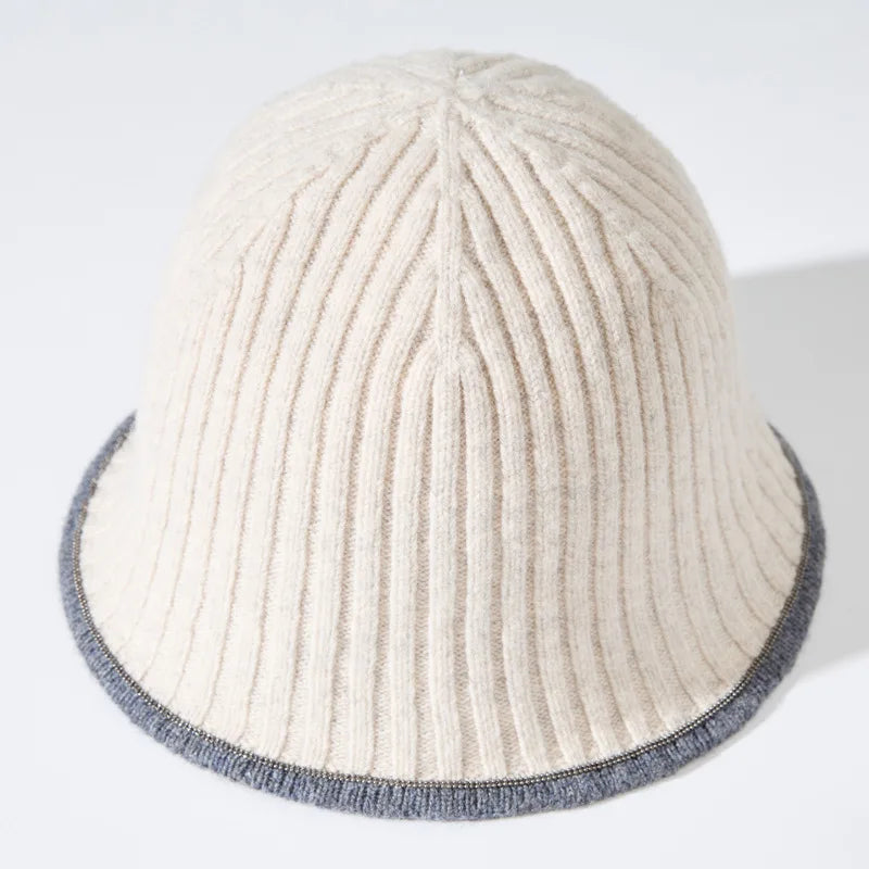 Knitted Wool Buckle Bucket Hat