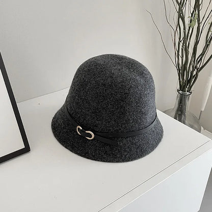 Wool Cashmere Winter Bucket Hat Unisex Warm Fishing Cap