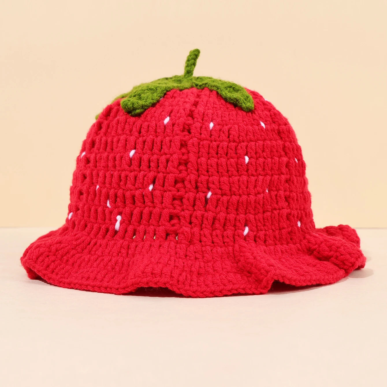 Cute Red Strawberry Sweet Handmade Knitted Fisherman Hat