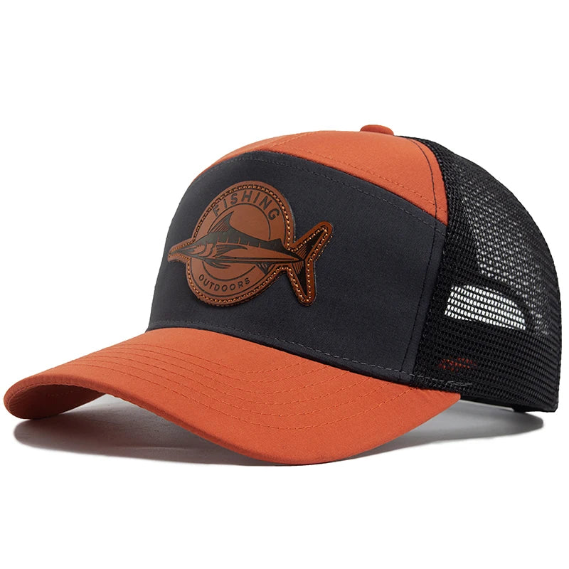 Shark Leather Trucker Mesh Baseball Cap