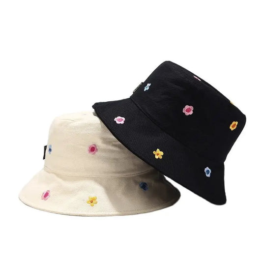 Cotton Flower Embroidered Unisex Bucket Hat
