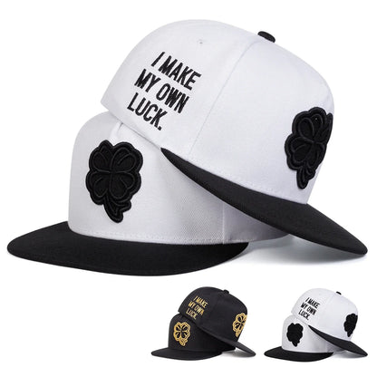 Unisex Four Leaf Clover Embroidery Hip Hop Snapback Cap