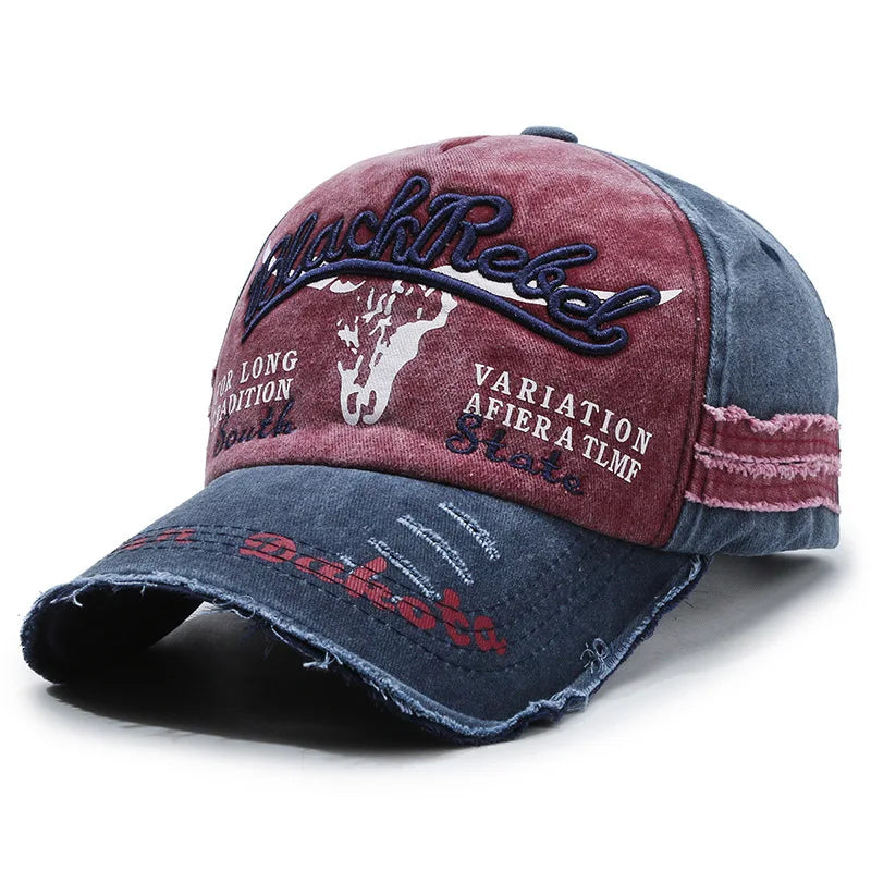 Washed Retro Embroidery Sun Protection Baseball Cap