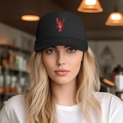 Watercolor Red Lobster Mesh Snapback Baseball Cap