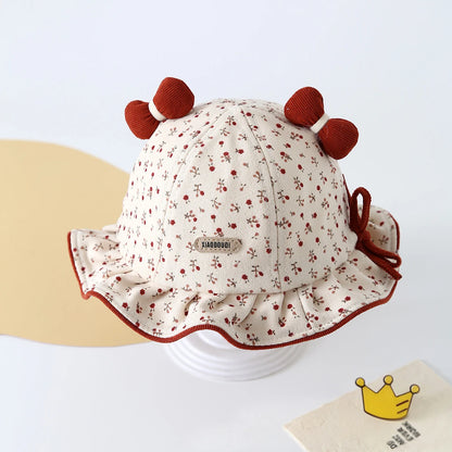 Sweet Ruffle Floral Bowknot Bucket Hat