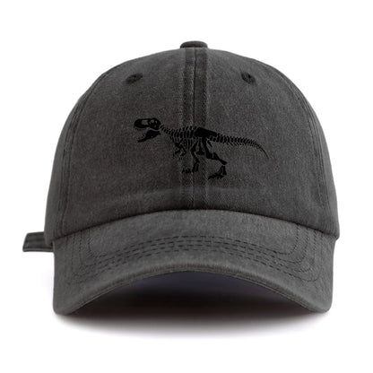 Black T Rex Print Washed Baseball Cap
