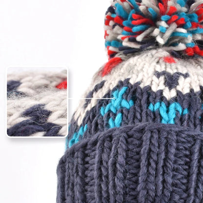 Cute Embroidered Pompom Winter Knit Bucket Hat