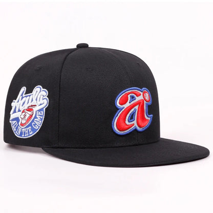 Unisex Letter A Embroidery Flat Brim Hip Hop Baseball Cap