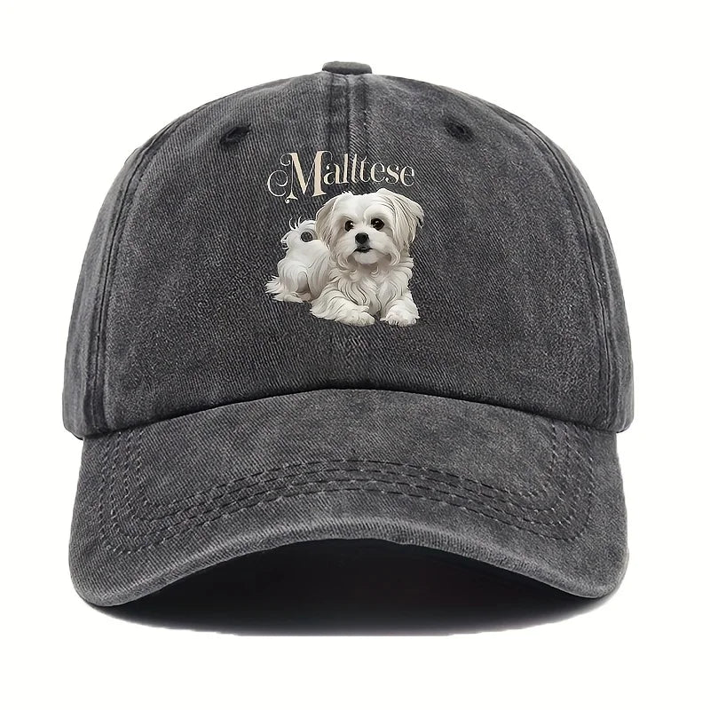 Maltese Dog Print Baseball Cap