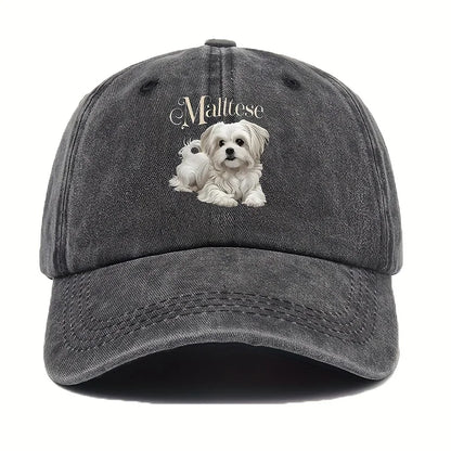 Maltese Dog Print Baseball Cap