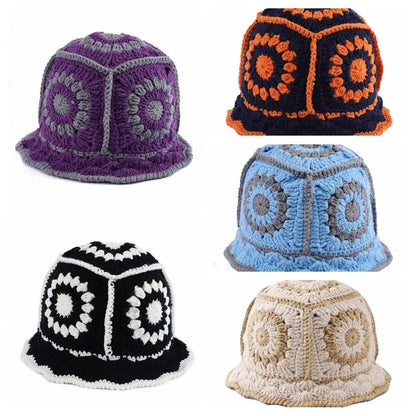 Casual Knitted Flower Hollow Fisherman Bucket Hat