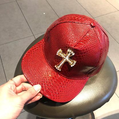 Leather Hip Hop Snapback Cap