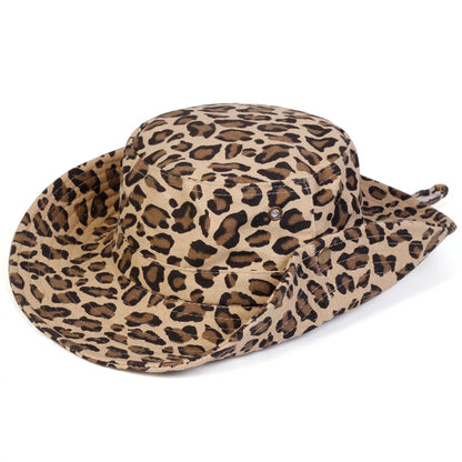 Leopard Print Wide Brim Bucket Hat Men